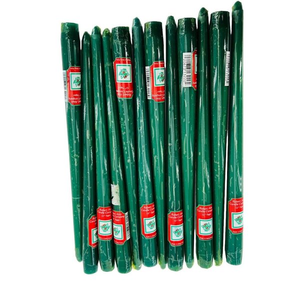 Vtg Robert Alan Candles 12” Box of 12 Tapers Green Hand Crafted Christmas - Picture 4 of 8